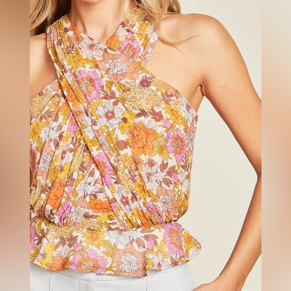 Veronica Beard Tops - Veronica Beard Kailani Yellow Orange Boho Floral Silk Top